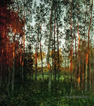  bois peintre - les derniers rayons de la forêt de trembles de soleil 1897 Isaac Levitan bois paysager les arbres